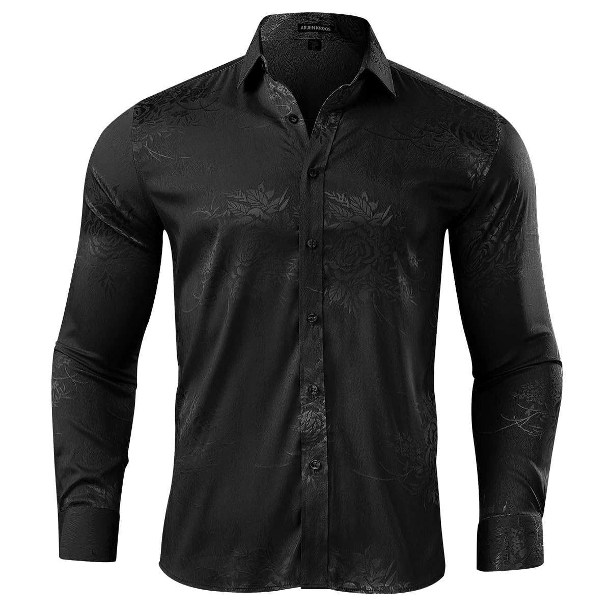 Men’s Silk Like Satin Formal Shirts Jacquard Shiny Luxury Shirts