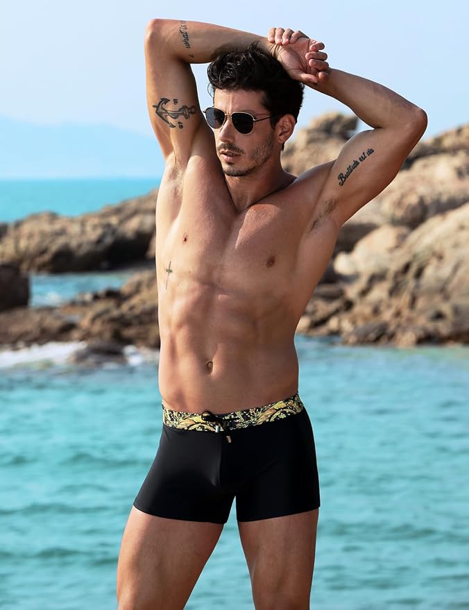 Mens Swim Briefs Square Leg Board Swimwear Short Beach Trunks Quick-Dry