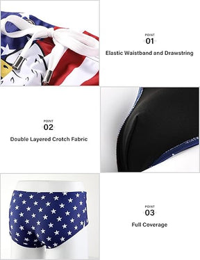 Mens Swim Briefs Swimsuit Beach Print Shorts