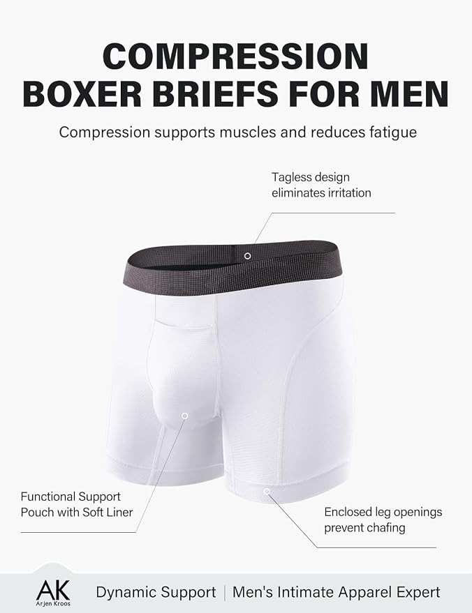Compression Boxer Briefs for Men Silky Underwear