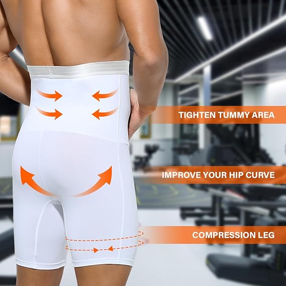 Men's Slimming Compression Boxer Briefs Underwear Tagless High Waist Tummy Control Boxers