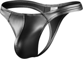 Men's Wild Style Faux Leather Thong Underwear No Visible Lines