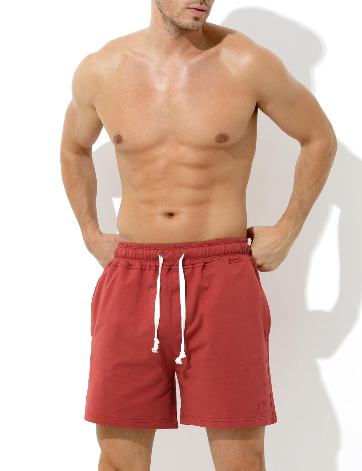 Men's Sweat Cotton Shorts 5 Inch Running Shorts with Zipper Pockets