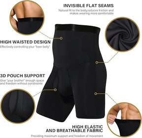 Men's Slimming Compression Boxer Briefs Underwear Tagless High Waist Tummy Control Boxers