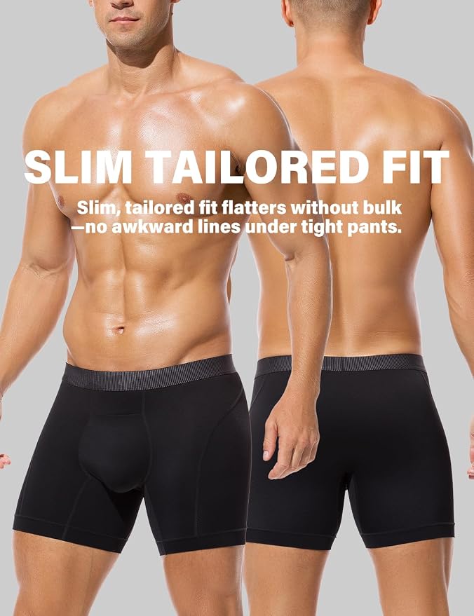 Compression Boxer Briefs for Men Silky Underwear