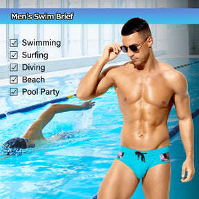 Men's Swimsuit Printed Swim Briefs Pattern Bikini Swimwear