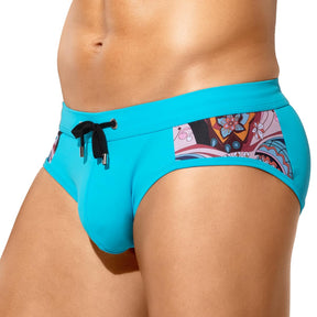 Men's Swimsuit Printed Swim Briefs Pattern Bikini Swimwear