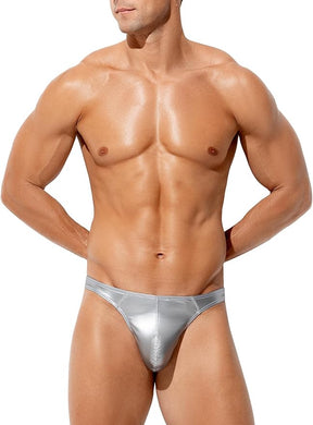 Men's Wild Style Faux Leather Thong Underwear No Visible Lines