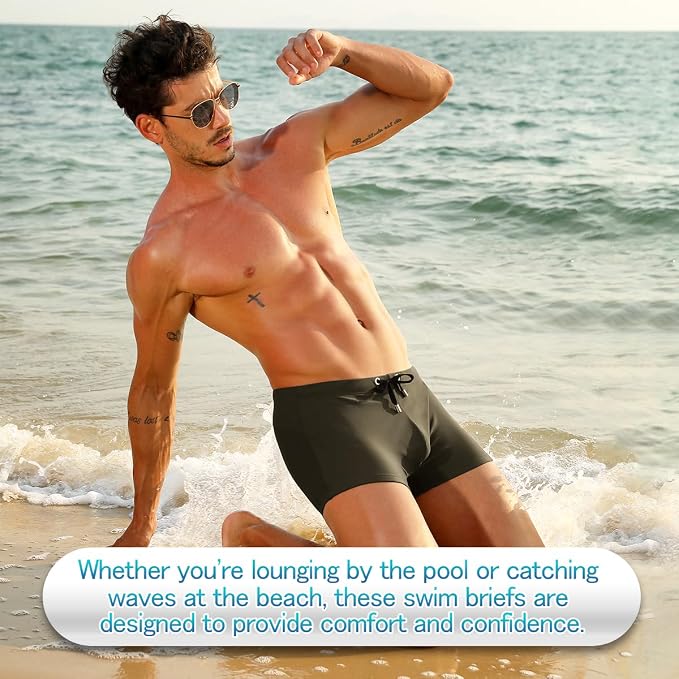 Men's Bikini Swimwear Tight Square Leg Swim Trunks Swimsuit