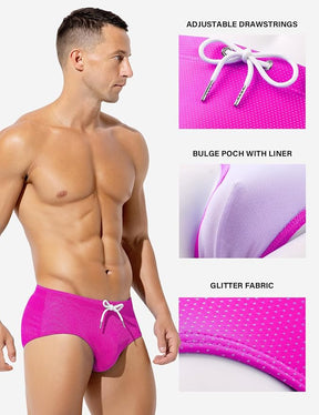 Mens Swim Briefs Bikini Bathing Suit Printed Quick Dry Swimsuit