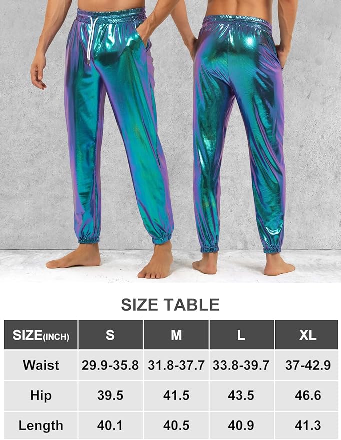 Arjen Kroos - Mens Night Club Disco Pants with Pockets Breathable Sequin Pants 70s/80s Party Shiny Breathable Jogger - Arjen Kroos - Blue - AK321249S
#color_blue
