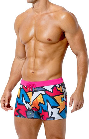 Mens Swim Briefs Square Leg Board Swimwear Short Beach Trunks Quick-Dry