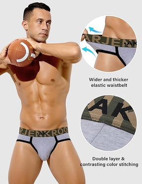 Men's Cotton Sport Briefs Sexy Low Rise Briefs Athletic Pouch Underwear