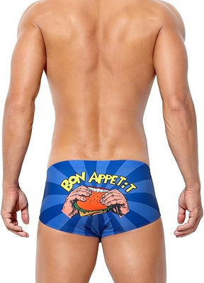 Mens Swim Briefs Swimsuit Beach Print Shorts