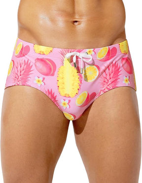 Mens Swim Briefs Bikini Bathing Suit Printed Quick Dry Swimsuit