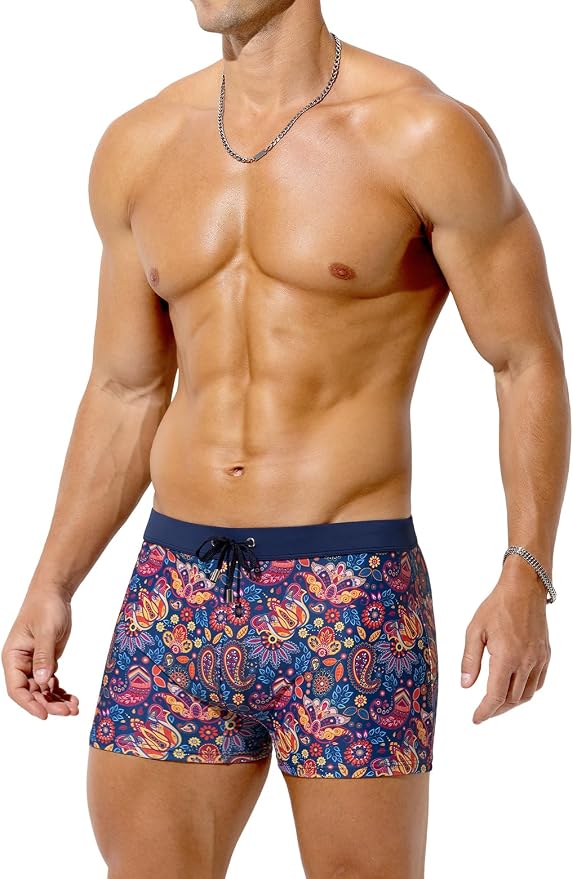 Mens Swim Briefs Square Leg Board Swimwear Short Beach Trunks Quick-Dry