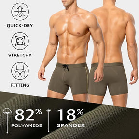 Men's Bikini Swimwear Slim Fit Square Leg Swim Trunks Swimsuit Quick-Dry