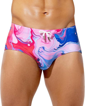 Mens Swim Briefs Bikini Bathing Suit Printed Quick Dry Swimsuit