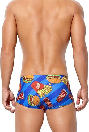 Mens Swim Briefs Swimsuit Beach Print Shorts