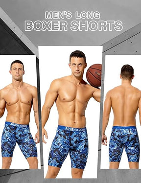 Men's Compression Shorts Athletic Workout Running Performance Underwear Long Boxer Briefs