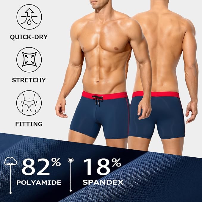 Men's Bikini Swimwear Slim Fit Square Leg Swim Trunks Swimsuit Quick-Dry
