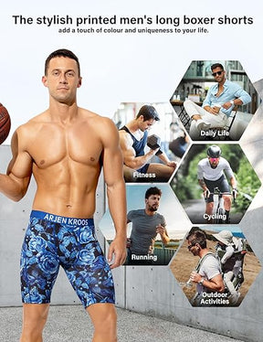 Men's Compression Shorts Athletic Workout Running Performance Underwear Long Boxer Briefs