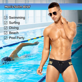 Men's Swimsuit Printed Swim Briefs Pattern Bikini Swimwear