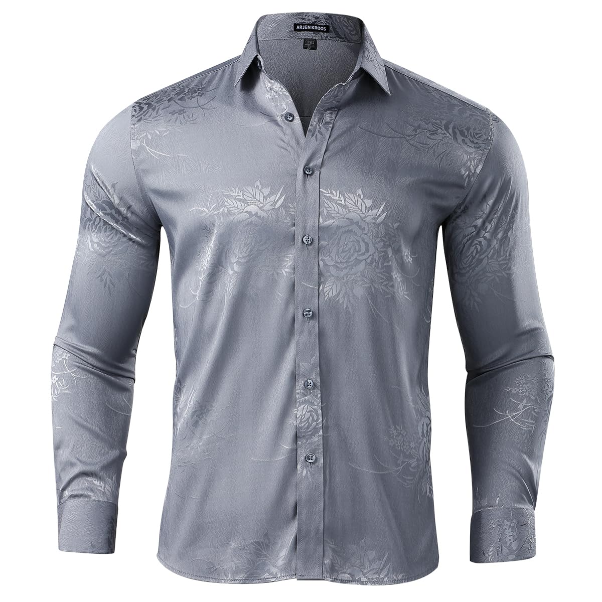 Men’s Silk Like Satin Formal Shirts Jacquard Shiny Luxury Shirts