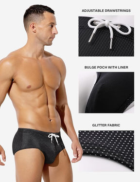 Mens Swim Briefs Bikini Bathing Suit Printed Quick Dry Swimsuit
