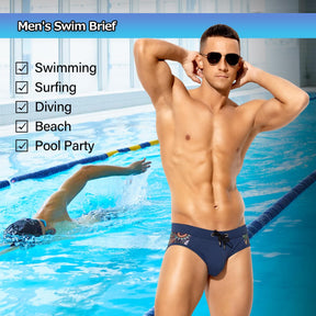 Men's Swimsuit Printed Swim Briefs Pattern Bikini Swimwear