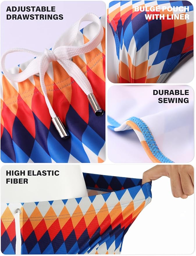 Mens Swim Briefs Bikini Bathing Suit Printed Quick Dry Swimsuit