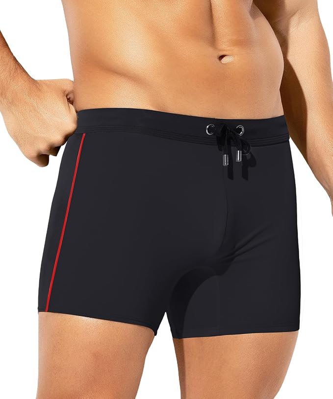 Men's Bikini Swimwear Slim Fit Square Leg Swim Trunks Swimsuit Quick-Dry