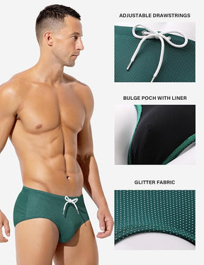 Mens Swim Briefs Bikini Bathing Suit Printed Quick Dry Swimsuit