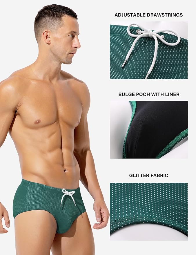 Mens Swim Briefs Bikini Bathing Suit Printed Quick Dry Swimsuit