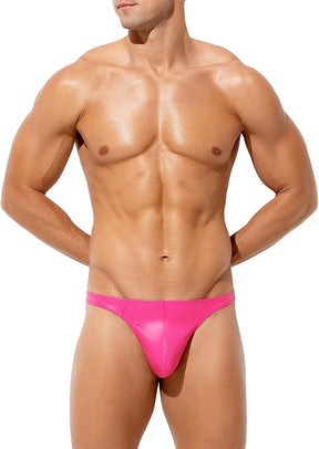 Men's Wild Style Faux Leather Thong Underwear No Visible Lines