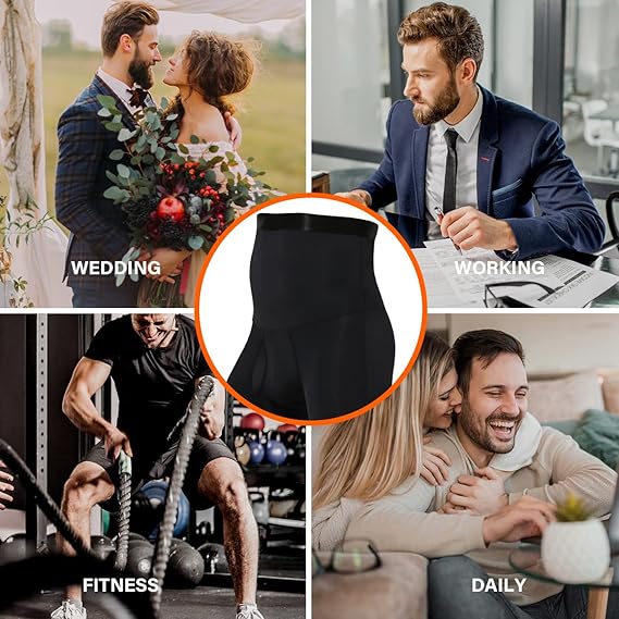 Men's Slimming Compression Boxer Briefs Underwear Tagless High Waist Tummy Control Boxers