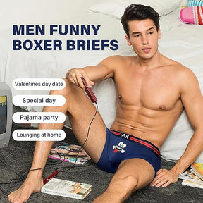 Men's Valentines Funny Novelty Underwear Trunks Sexy Cotton Boxer Briefs for Men