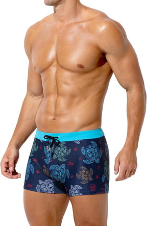 Mens Swim Briefs Square Leg Board Swimwear Short Beach Trunks Quick-Dry