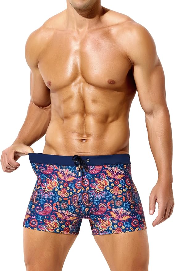 Mens Swim Briefs Square Leg Board Swimwear Short Beach Trunks Quick-Dry