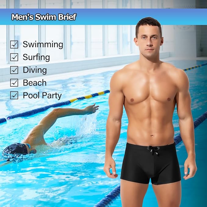 Men's Bikini Swimwear Tight Square Leg Swim Trunks Swimsuit