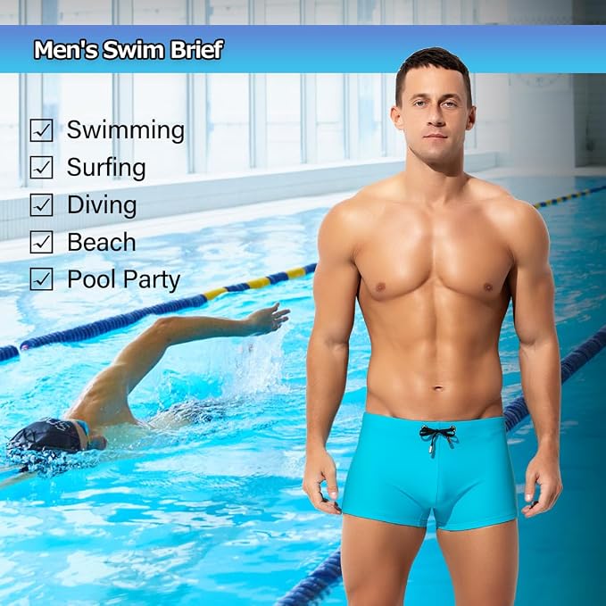 Men's Bikini Swimwear Tight Square Leg Swim Trunks Swimsuit