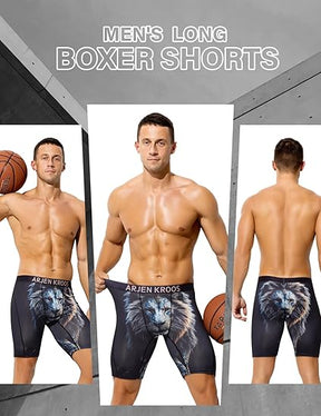 Men's Compression Shorts Athletic Workout Running Performance Underwear Long Boxer Briefs