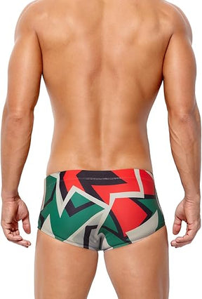 Mens Swim Briefs Swimsuit Beach Print Shorts