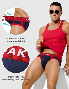 Men's Cotton Sport Briefs Sexy Low Rise Briefs Athletic Pouch Underwear