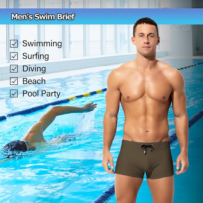 Men's Bikini Swimwear Tight Square Leg Swim Trunks Swimsuit