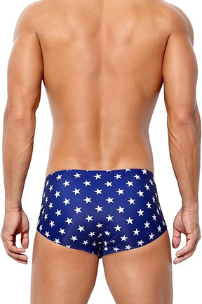 Mens Swim Briefs Swimsuit Beach Print Shorts
