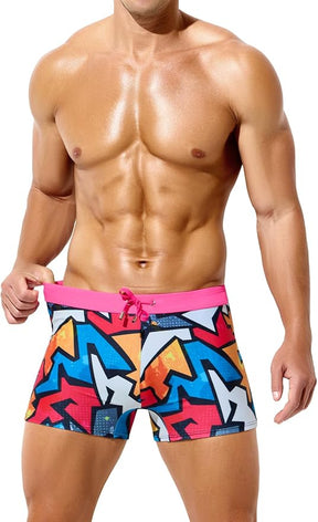 Mens Swim Briefs Square Leg Board Swimwear Short Beach Trunks Quick-Dry