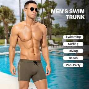 Men's Bikini Swimwear Slim Fit Square Leg Swim Trunks Swimsuit Quick-Dry