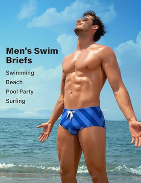 Mens Swim Briefs Swimsuit Beach Print Shorts