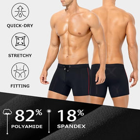 Men's Bikini Swimwear Slim Fit Square Leg Swim Trunks Swimsuit Quick-Dry